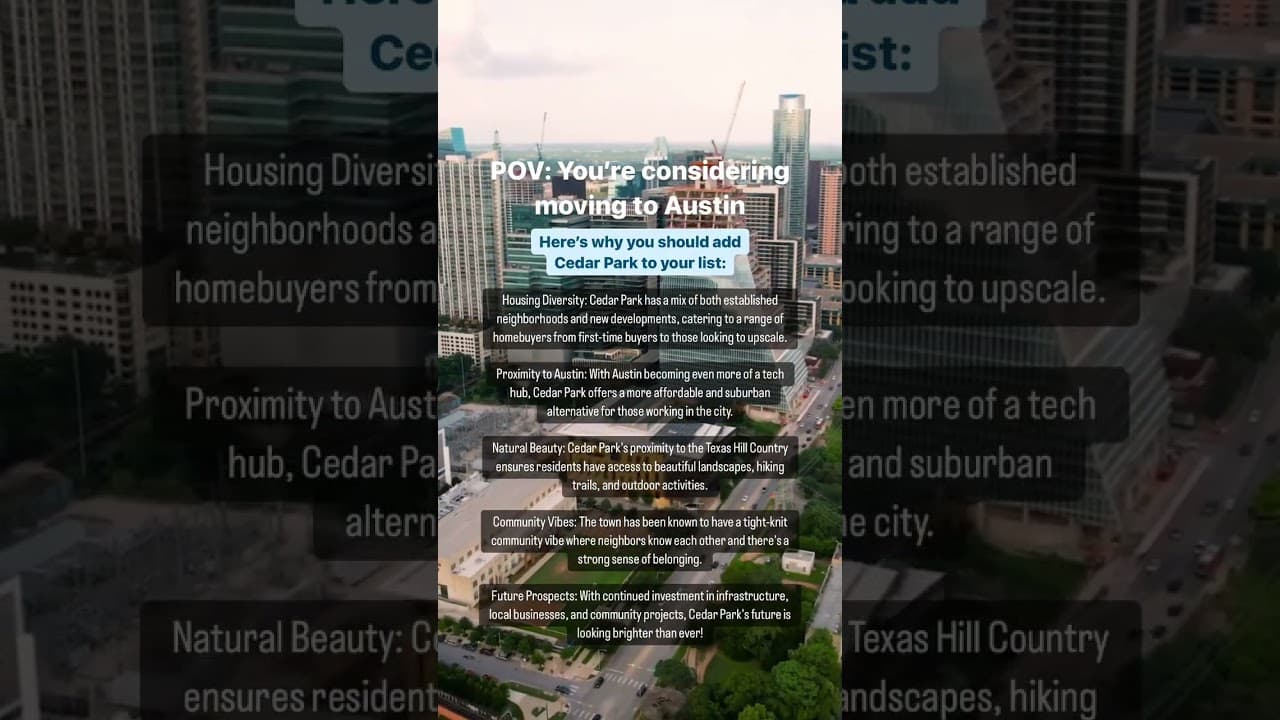 Cedar Park combines suburban peace w/ urban amenities, ideal for families & professionals. #shorts